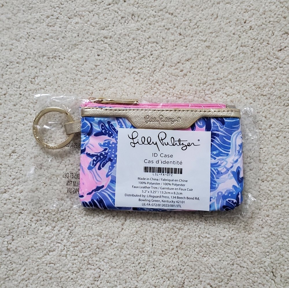 NWT Lilly Pulitzer Shade Seekers ID Case Tropical Print Keychain